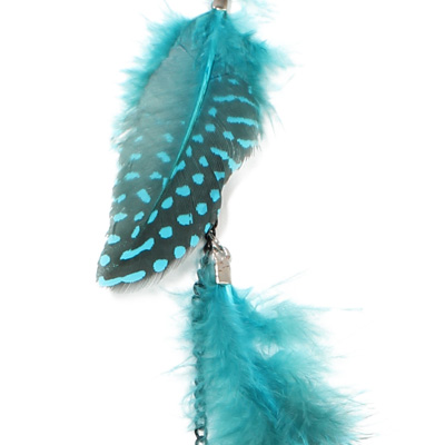 Zac's Alter Ego - Aprox. 37.5cm Polka Dot Feather & Chain Haarverlängerung - Türkis